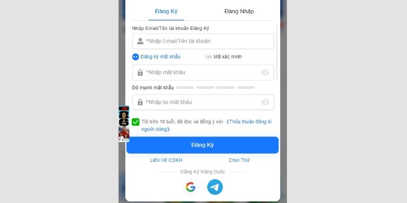 Bảng minh họa các bước đăng ký tài khoản 8XX