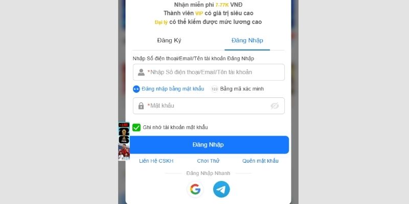 Bảng minh họa các bước đăng nhập tài khoản 8XX